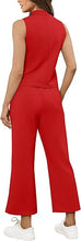 Load image into Gallery viewer, Two Piece Sets for Women Summer Outfits Lounge Sets Mock Neck Tops Wide Leg Crop Pants Vacation Travel Outfits